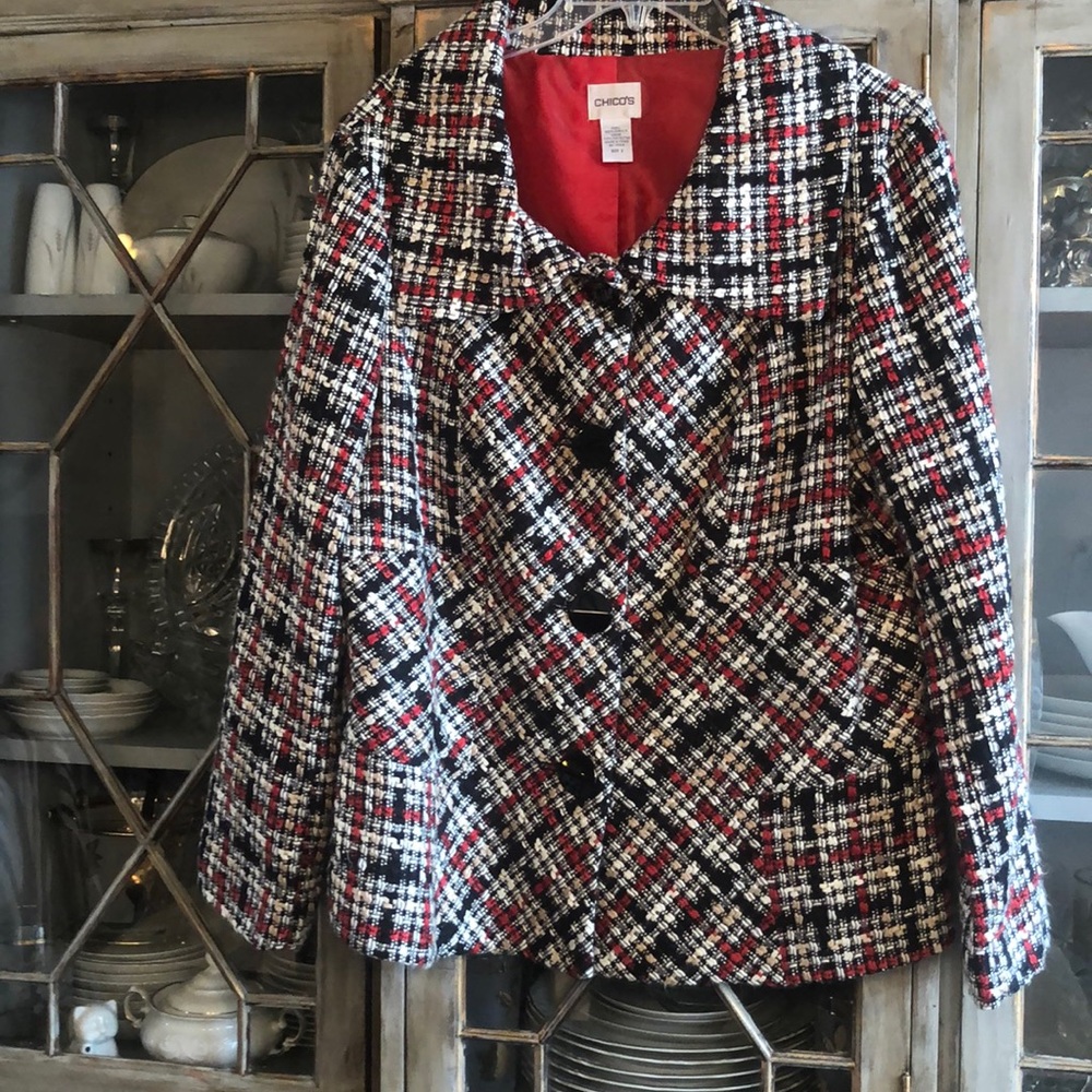 Chico’s tweed L tailored jacket